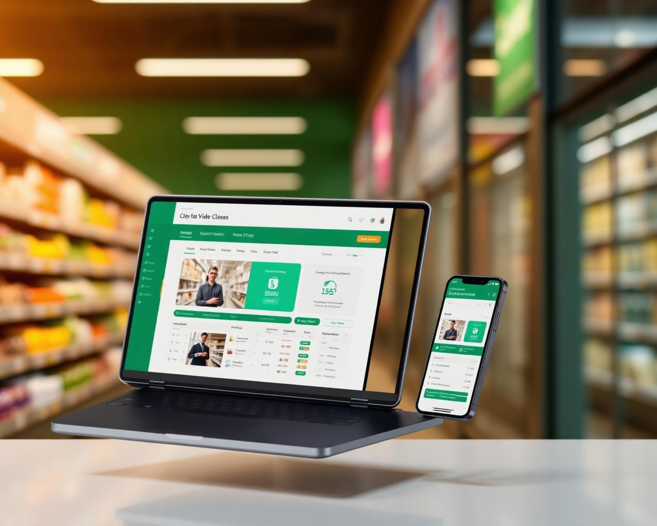 Plataforma Supermercado Club em notebook e celular